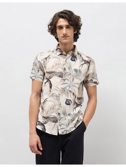 U.S. Polo Assn. Denim Co. - Mens Beige Tropical Printed Slim Fit Casual Shirt