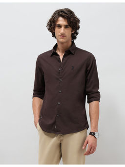 U.S. Polo Assn. Denim Co. - Mens Brown Slim Fit Pure Cotton Casual Shirt