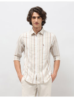 U.S. Polo Assn. Denim Co. - Mens Beige Pure Cotton Slim Fit Casual Shirt