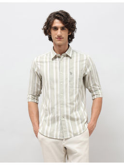 U.S. Polo Assn. Denim Co. - Mens Green Pure Cotton Slim Fit Casual Shirt