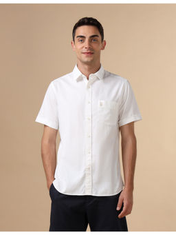 U.S. POLO ASSN. - Mens White Dobby Pure Cotton Casual Shirt
