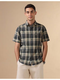 U.S. POLO ASSN. - Mens Green Pure Cotton Checked Casual Shirt