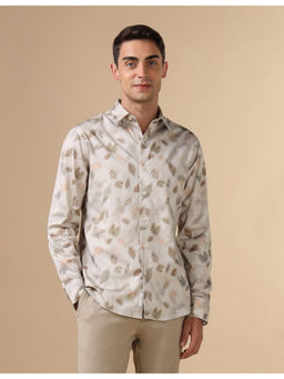 U.S. POLO ASSN. - Mens Beige Tropical Printed Pure Cotton Casual Shirt