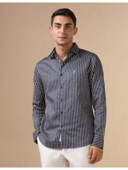 U.S. POLO ASSN. - Mens Navy Blue Vertical Striped Pure Cotton Casual Shirt