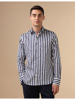U.S. POLO ASSN. - Mens White Vertical Striped Pure Cotton Casual Shirt