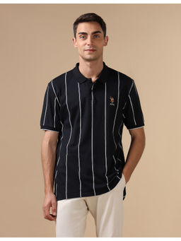 U.S. POLO ASSN. - Navy Blue Vertical Striped Slim Fit Polo Shirt