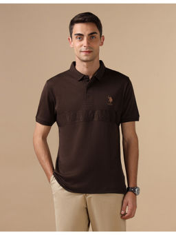 U.S. POLO ASSN. - Brown Solid Varsity Polo T-Shirt