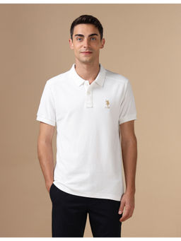 U.S. POLO ASSN. - White Pure Cotton Slim Fit Polo T-Shirt