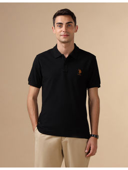 U.S. POLO ASSN. - Black Pure Cotton Slim Fit Polo T-Shirt
