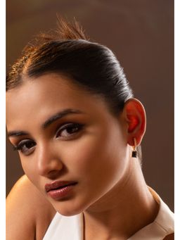 AURA STUDIO - Black Crystalline Huggies Earrings