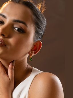 AURA STUDIO - Green Crystalline Huggies Earrings