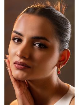 AURA STUDIO - Red Crystalline Huggies Earrings