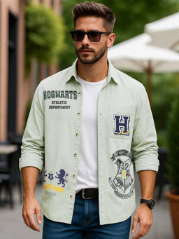 Bewakoof - Harry Potter Men's Green Graphic Printed Shirt