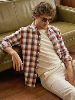 Bewakoof - Mens Beige Checked Casual Shirt