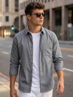 Bewakoof - Men Grey Oxford Shirt