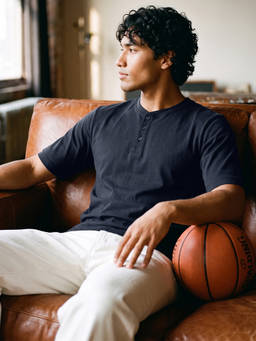 Bewakoof - Navy Blue Henley T-Shirt