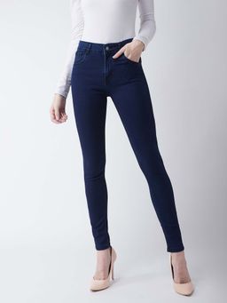Miss Chase - Women Navy Blue Skinny Fit Mid Rise Denim Stretchable Jeans