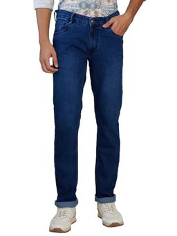 Parx - Dark Blue Cotton Blend Slim Tapered Fit Jeans
