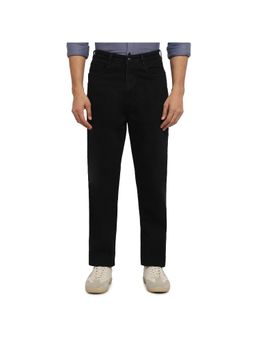 Parx - Slim Tapered Fit Self Design Black Jeans