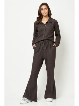 HOUSE OF S - Brown Textured Loungewear Shirt & Pant (Set of 2)