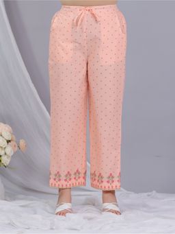 ARAMYA - Peach Soft Cotton Floral Pant