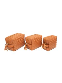 SG By Sonia Gulrajani - Tan Kyoto Quilted 3 In 1 Pouch Set