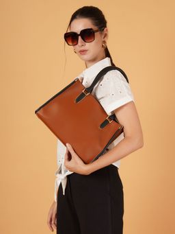 Fabbhue - Brown Women's Structured Solid Large Shoulder Bag