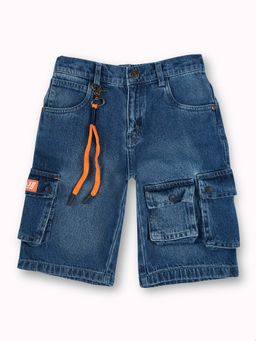 Gini & Jony - Boys Blue Denim Solid Bermuda