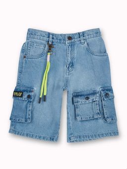 Gini & Jony - Boys Blue Denim Solid Bermuda