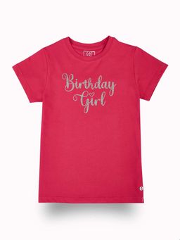 Gini & Jony - Girls Pink Cotton Typography Top