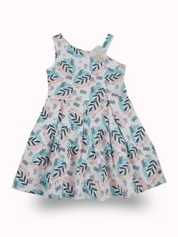 Gini & Jony - Girls Blue Cotton Floral Dress