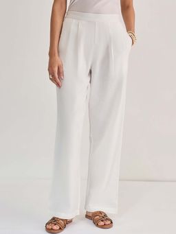 Femmella - White Cotton Linen Straight Pants