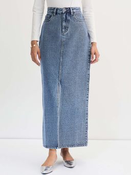 Femmella - Mid-Blue Denim Maxi Skirt