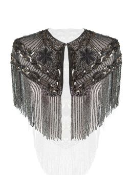 Odette - Luxurious Grey Beaded Cape