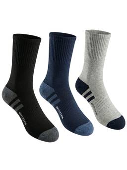 NEXT2SKIN - Men Terry Full Crew Length Breathable Cotton Blend Socks (Pack of 3)