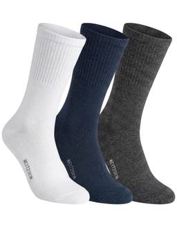 NEXT2SKIN - Men Terry Full Crew Length Breathable Cotton Blend Socks (Pack of 3)