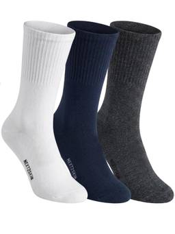NEXT2SKIN - Men Terry Half Crew Length Breathable Cotton Blend Socks (Pack of 3)