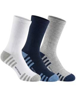 NEXT2SKIN - Men Terry Half Crew Length Breathable Cotton Blend Socks (Pack of 3)