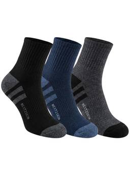 NEXT2SKIN - Men Terry Full Ankle Length Breathable Cotton Blend Socks (Pack of 3)