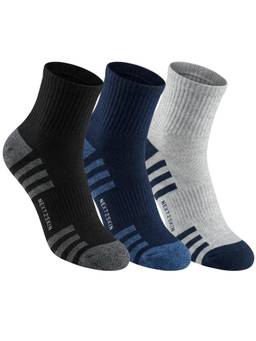 NEXT2SKIN - Men Terry Half Ankle Length Breathable Cotton Blend Socks (Pack of 3)