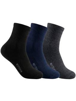 NEXT2SKIN - Men Terry Half Ankle Length Breathable Cotton Blend Socks (Pack of 3)