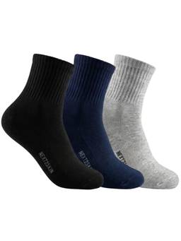 NEXT2SKIN - Men Terry Half Ankle Length Breathable Cotton Blend Socks (Pack of 3)