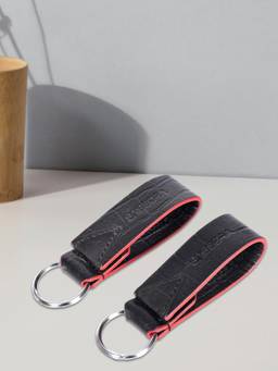Sassora - Multi-Color Solid Leather Keychain (Pack of 2)