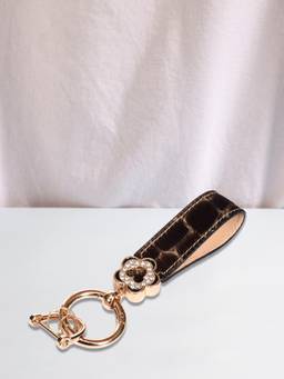 Sassora - Brown Animal Print Leather Keychain