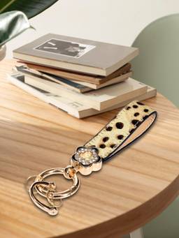 Sassora - Yellow Animal Print Leather Keychain