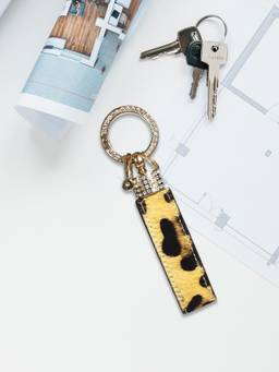 Sassora - Yellow Animal Print Leather Keychain