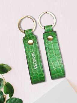 Sassora - Green Printed Leather Keychain