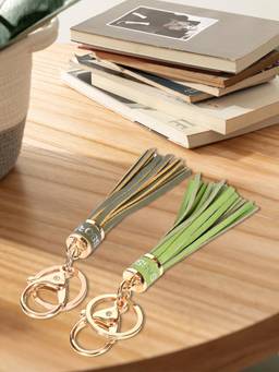 Sassora - Multi-Color Solid Leather Keychain (Pack of 2)