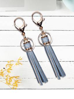 Sassora - Grey Solid Leather Keychain (Pack of 2)