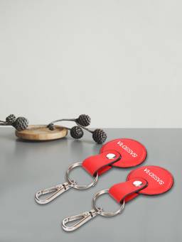 Sassora - Red Solid Leather Keychain (Pack of 2)
